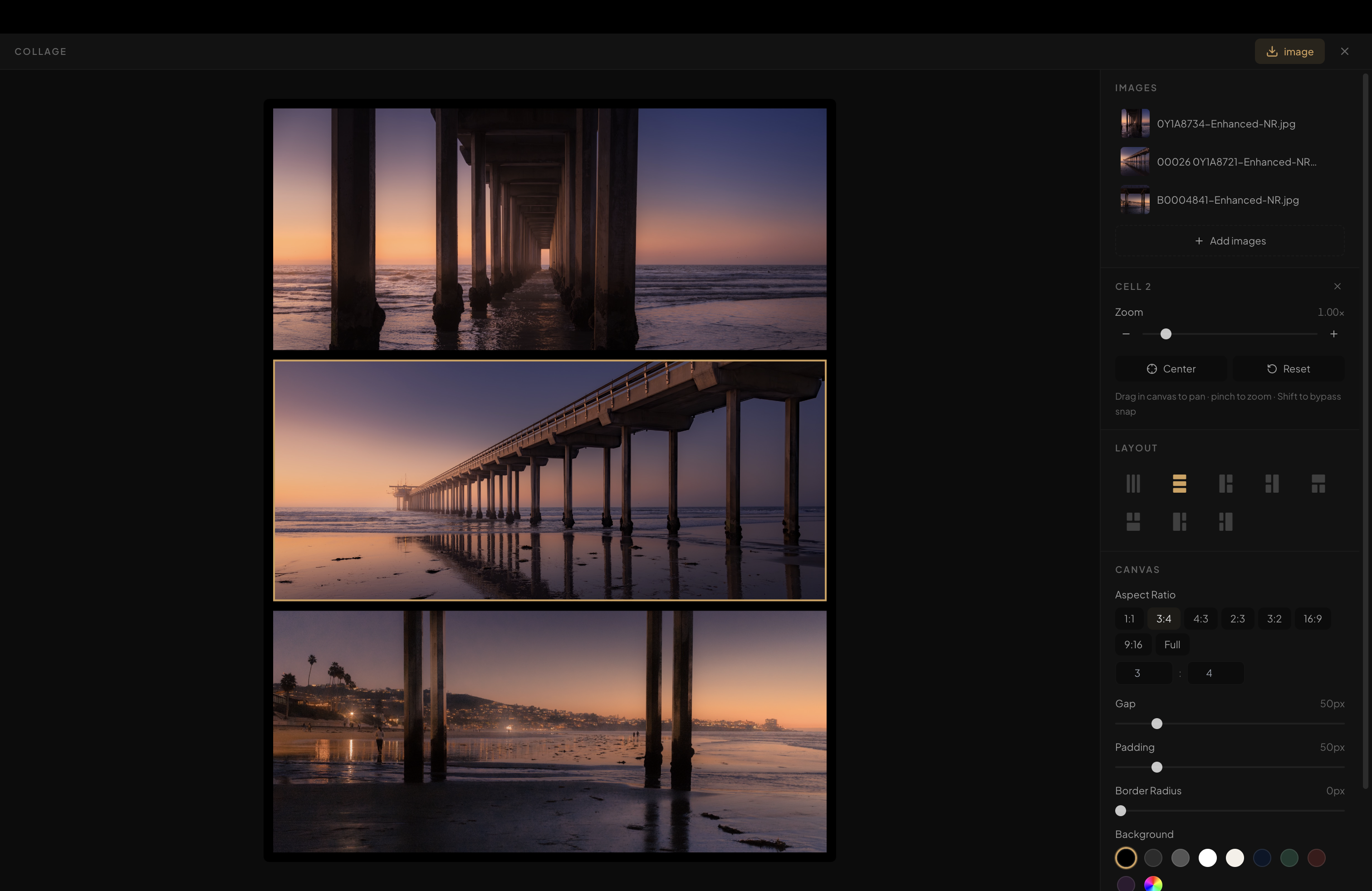 AfterFrame collage editor in English